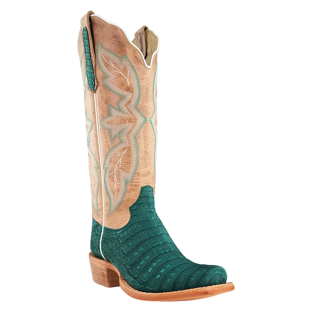 R. Watson Nubuck Turquoise Caiman Women's Boots - Image 4