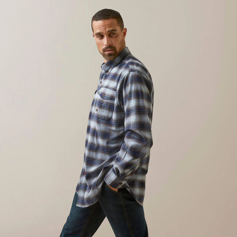 Final Sale ✨ Rebar Flannel Dura Stretch Work Shirt - Blue Khaki - Image 6