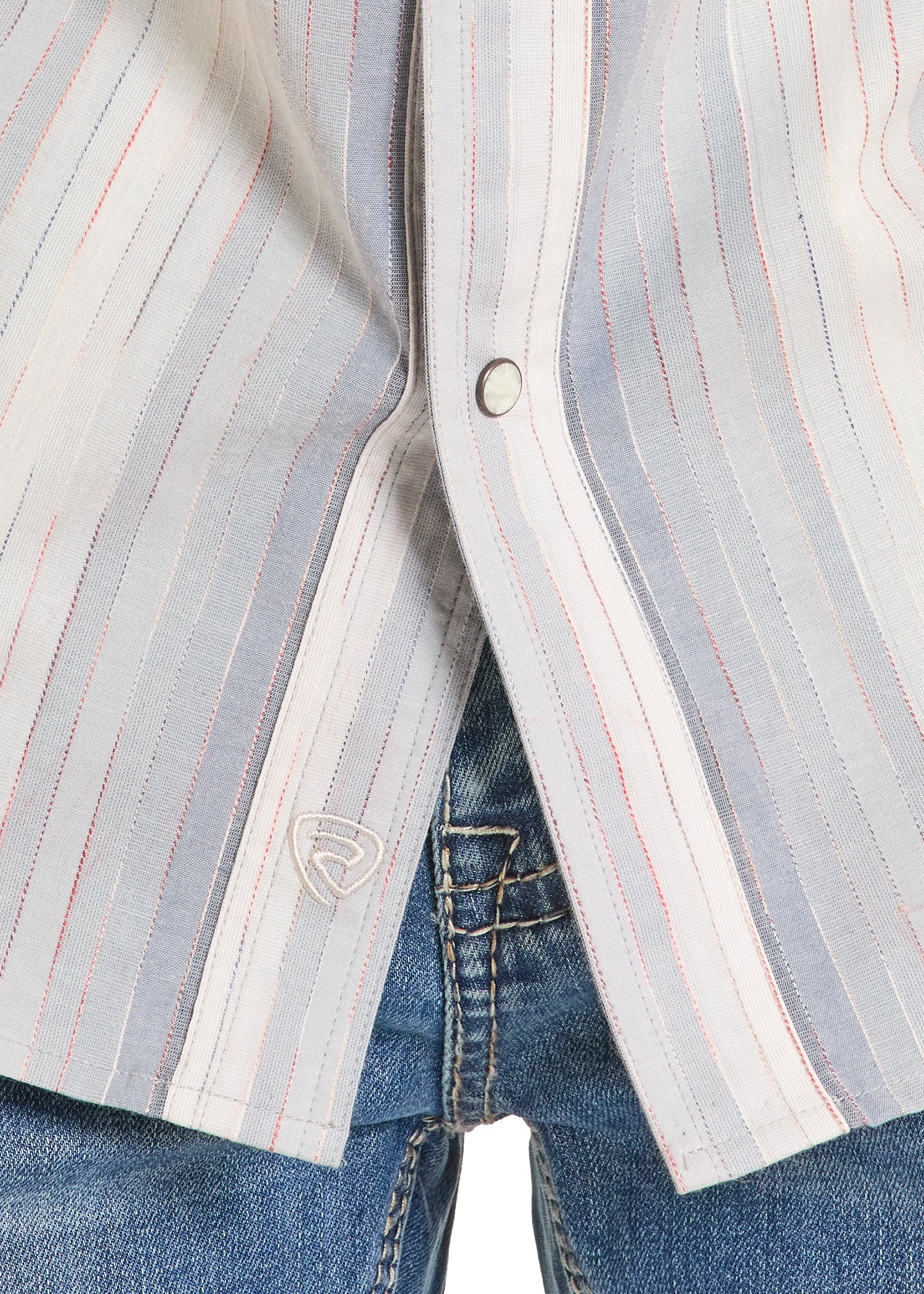 Retro Blue Stripe Men's Snap Up - Image 3