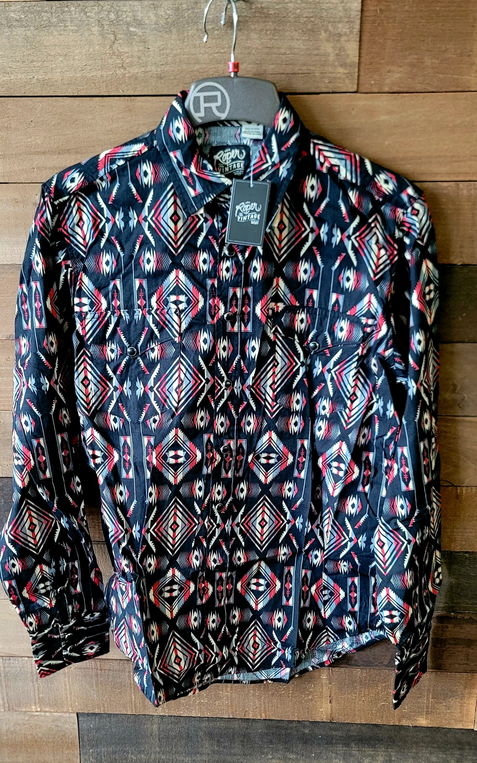 Final Sale ✨Roper Black Aztec Men's Western Snap - Image 2