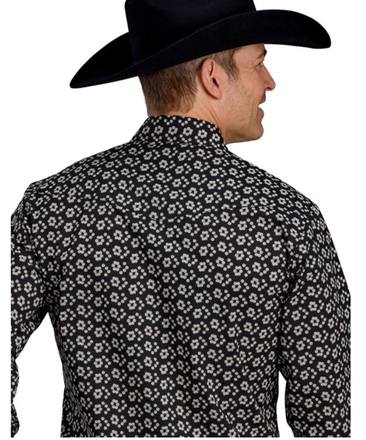 ROPER MEN'S BLACK CREAM FLORAL PRINT WESTERN SHIRT - Image 2