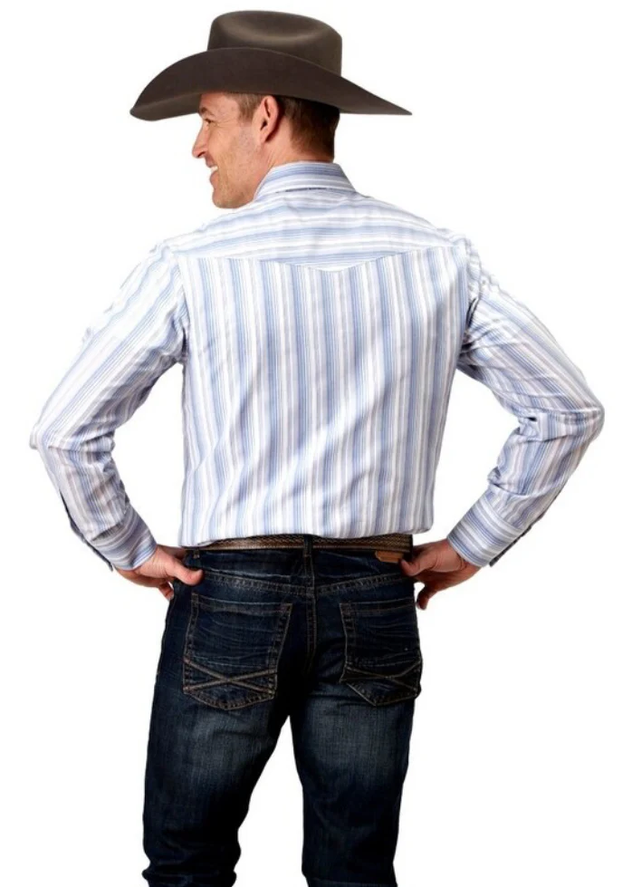 Roper Western Shirt Mens L/S Stripe Snap - Image 2