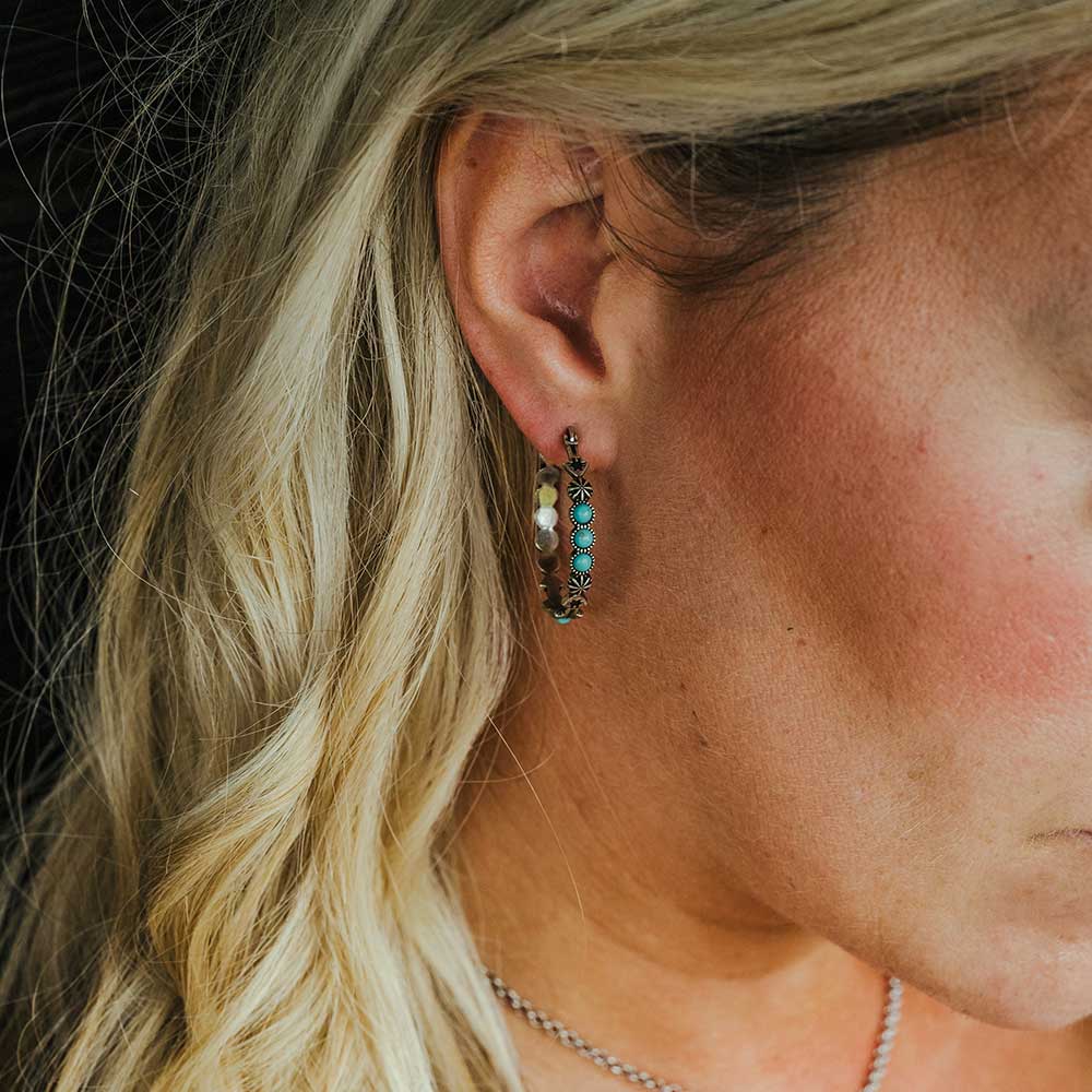 Round N Round Turquoise Hoop Earring - Image 3