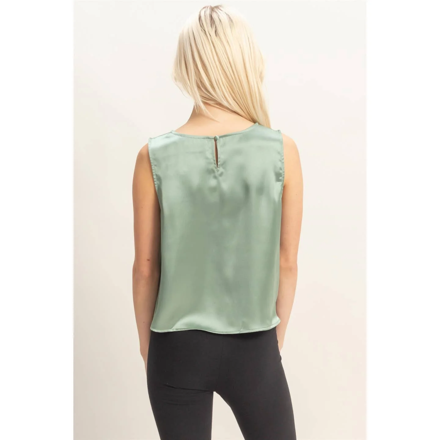 Sage Satin Keyhole Top - Image 2