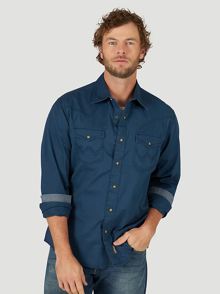 Final Sale ✨Sawyer Wrangler Solid Deep Sea Men's Snap Up