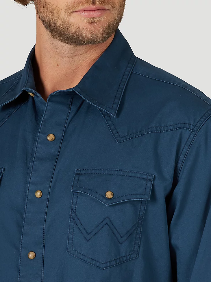 Final Sale ✨Sawyer Wrangler Solid Deep Sea Men's Snap Up - Image 2