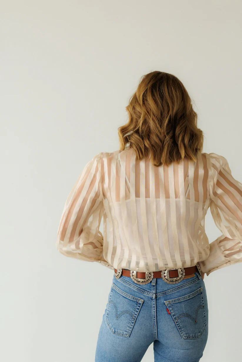 Tie Top, Cream Stripe - Image 2