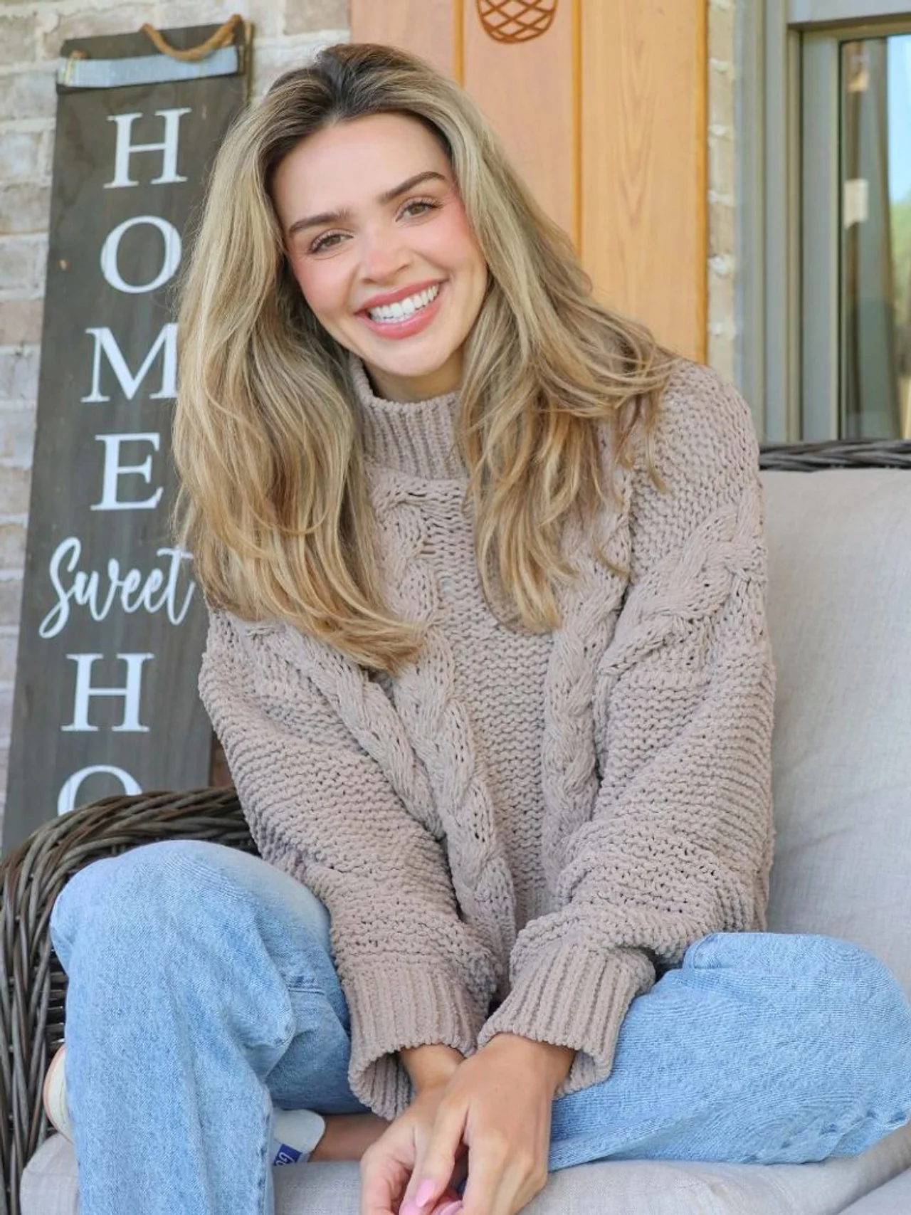 Simply Southern Braid Sweater Tan - Image 3