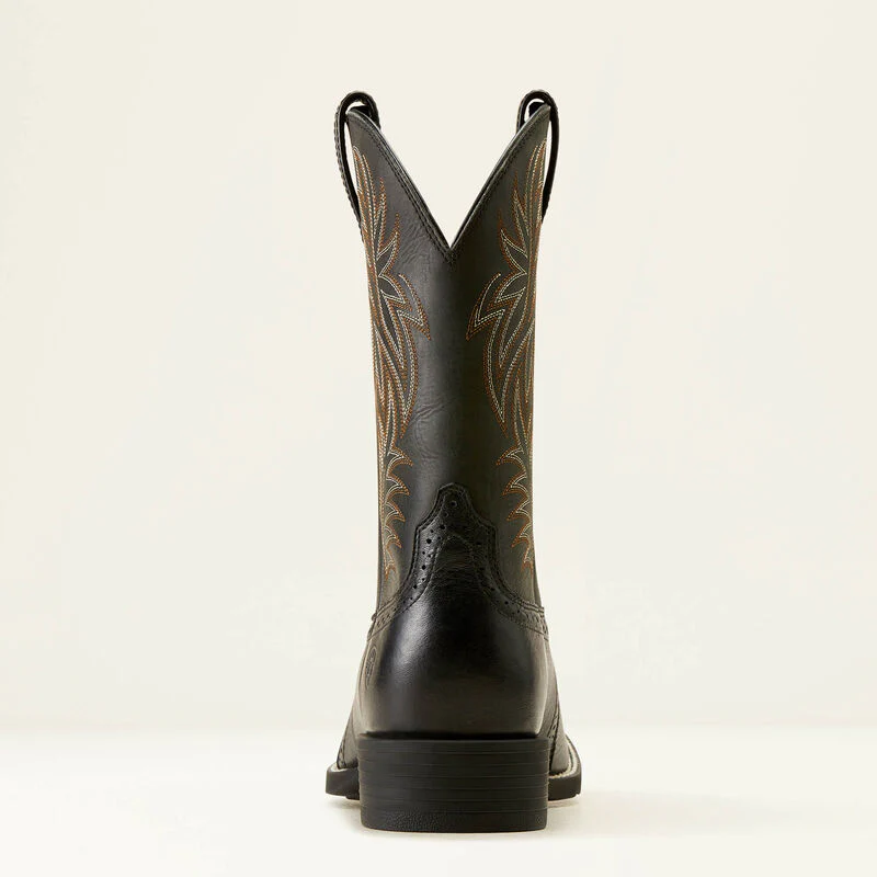 Sport Wide Square Toe Western Boot Black Deertan - Image 3