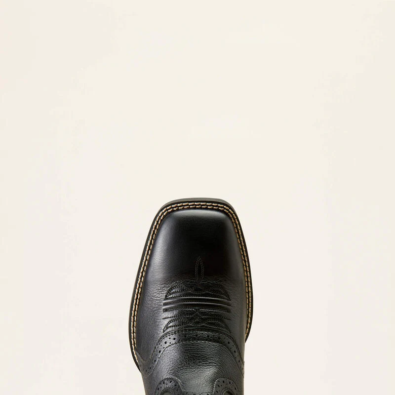 Sport Wide Square Toe Western Boot Black Deertan - Image 4