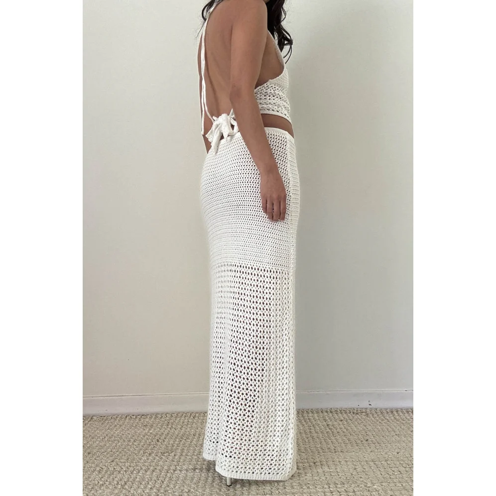 SALE Island Ivory Knit Halter Top & Maxi Skirt - Image 3