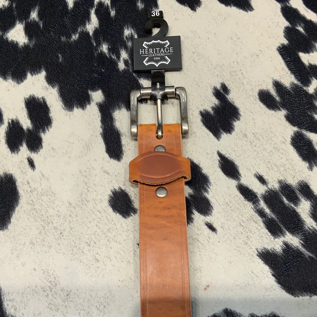 Stamped Brown Mens Belt Heritage Leather - Image 2