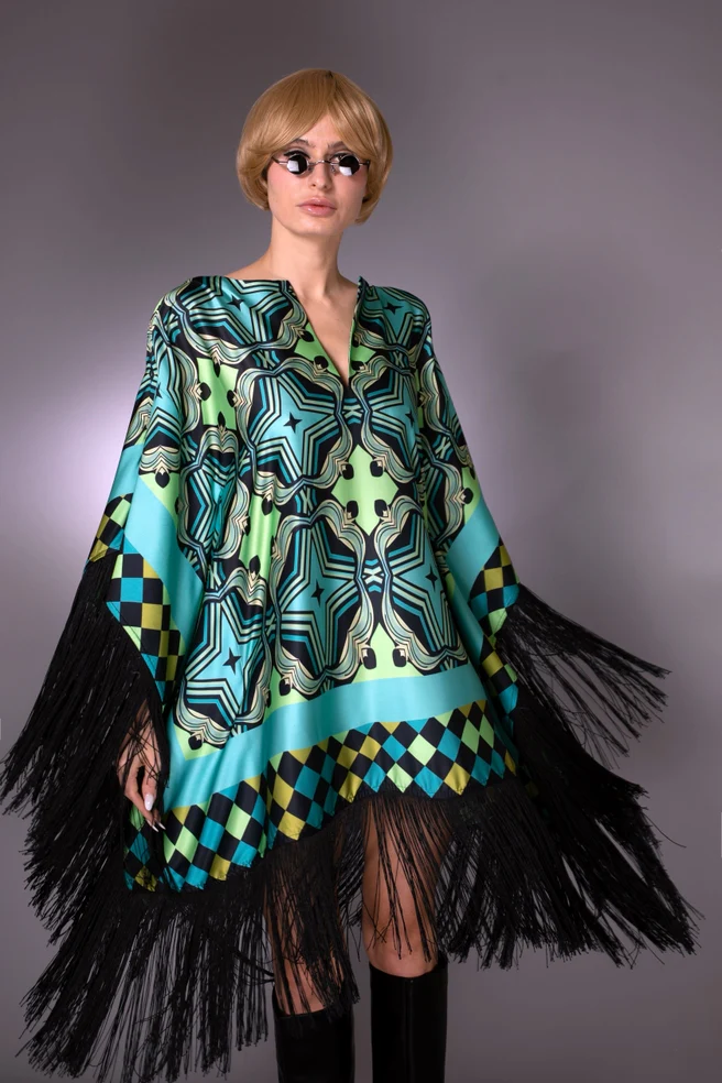 Stars Fringed Satin Dress - Image 2