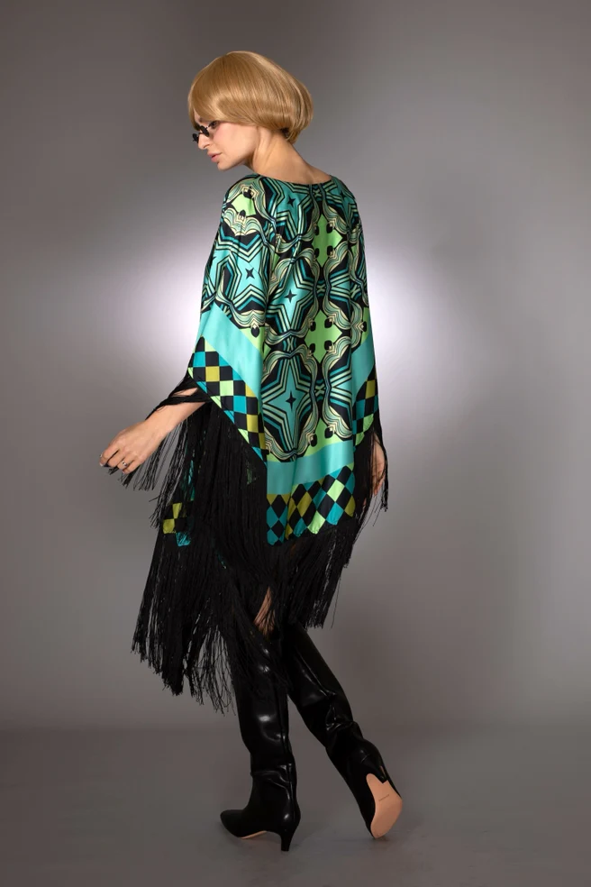 Stars Fringed Satin Dress - Image 3