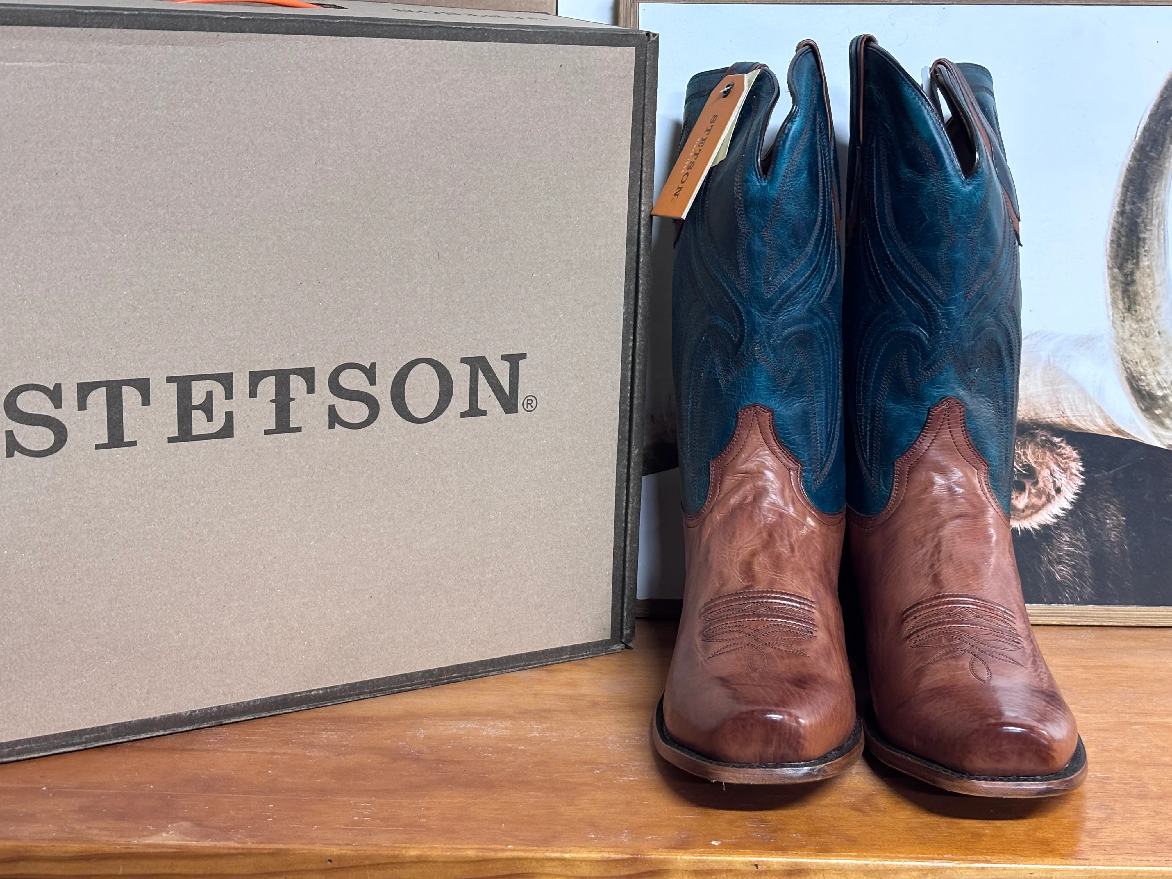 Stetson Jake Cognac & Navy Boots