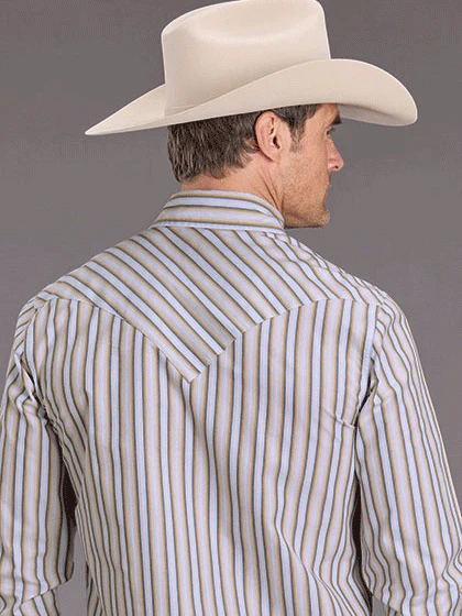Stetson Men's Ombre Striped Long Sleeve Snap Shirt - Image 2