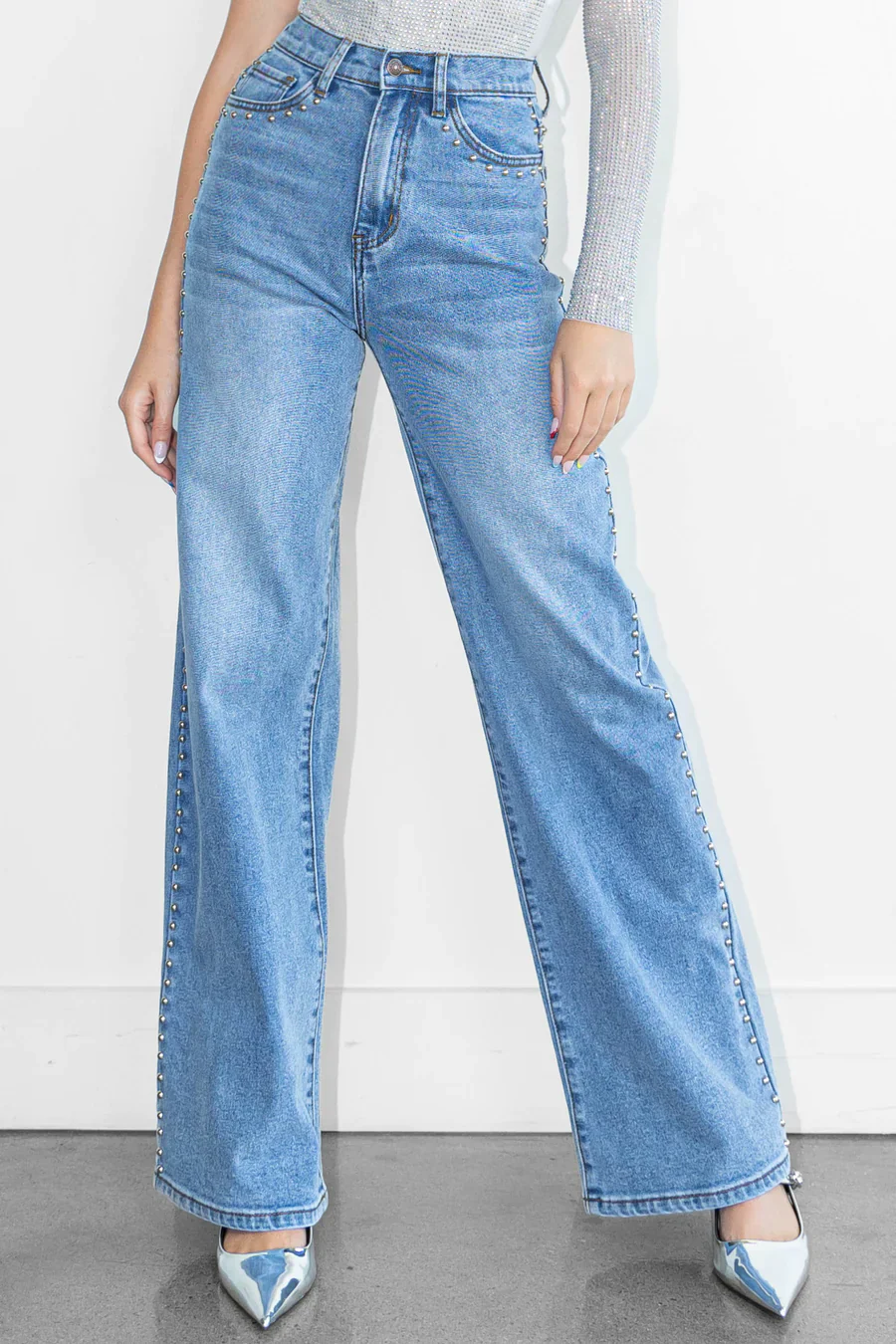 Stud Wide Leg Jeans - Image 2