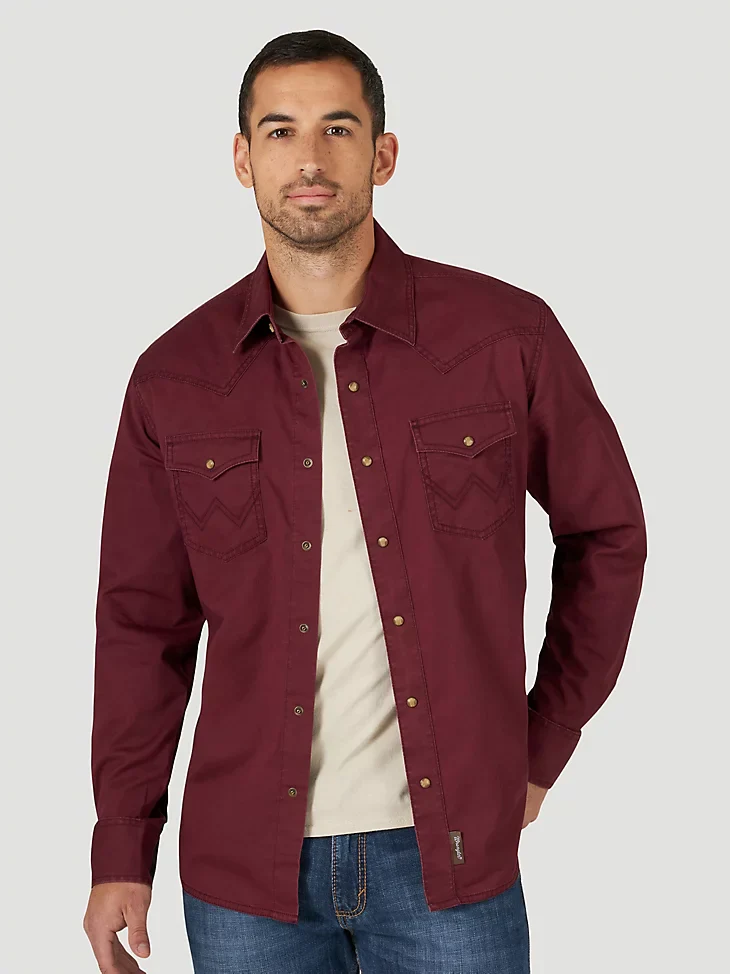 Final Sale ✨Sullivan Wrangler Solid Wine Men's Snap Up
