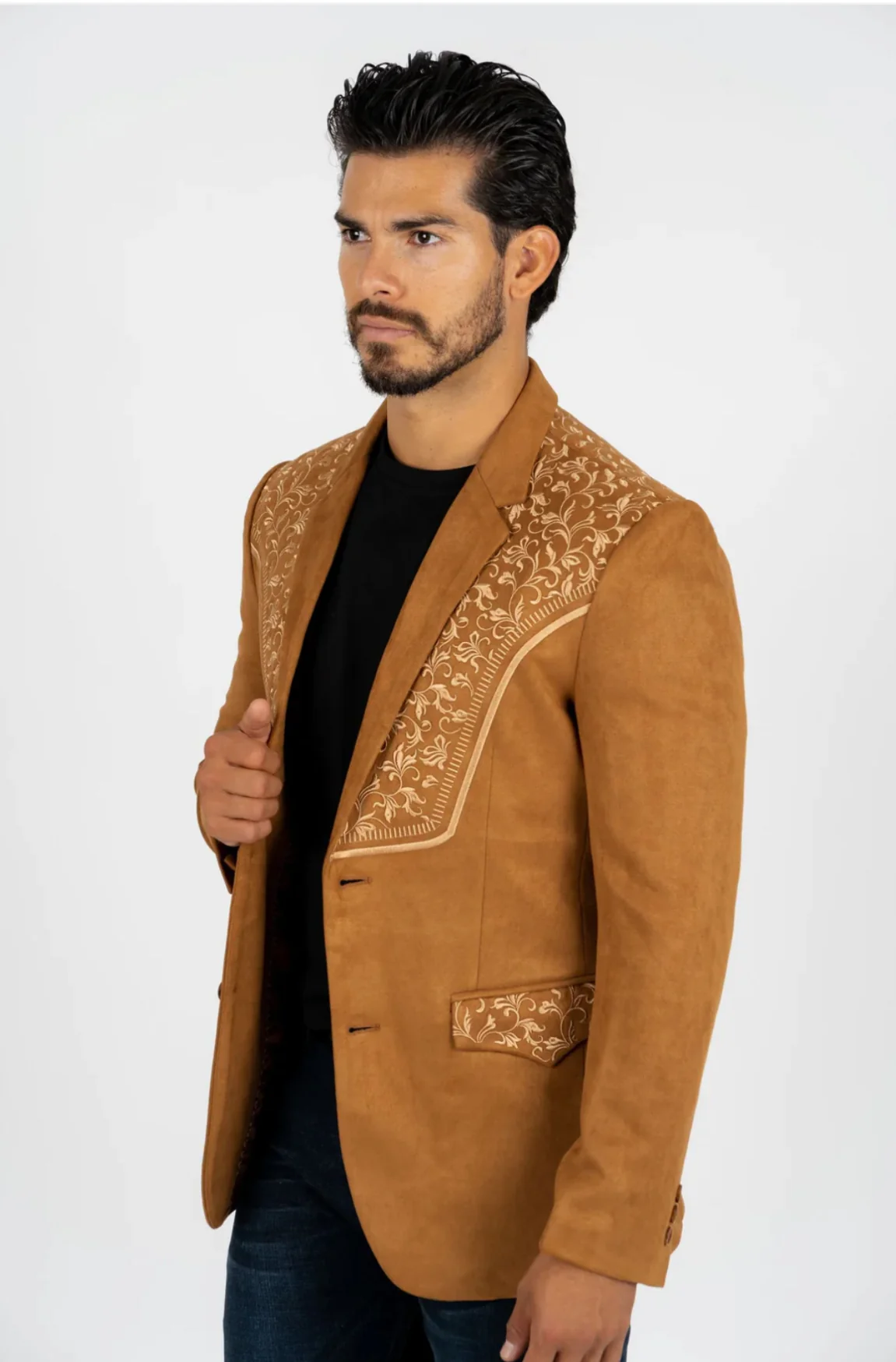 Tan Embroidered Blazer - Image 3