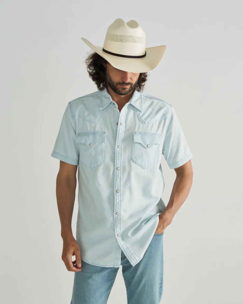 Tecovas Denim Pearl Snap Short Sleeve Ultra Light - Image 2