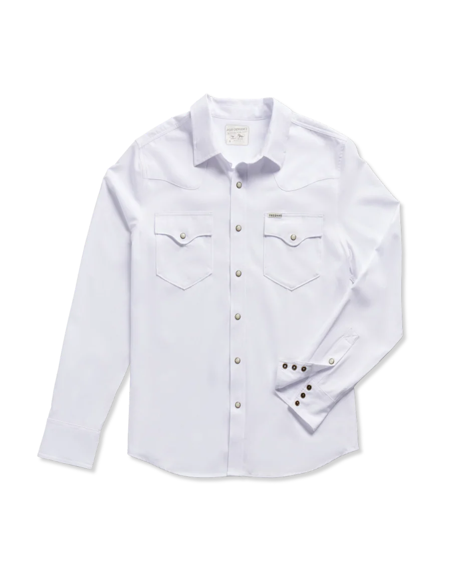 Tecovas Performance Western Pearl Snap White