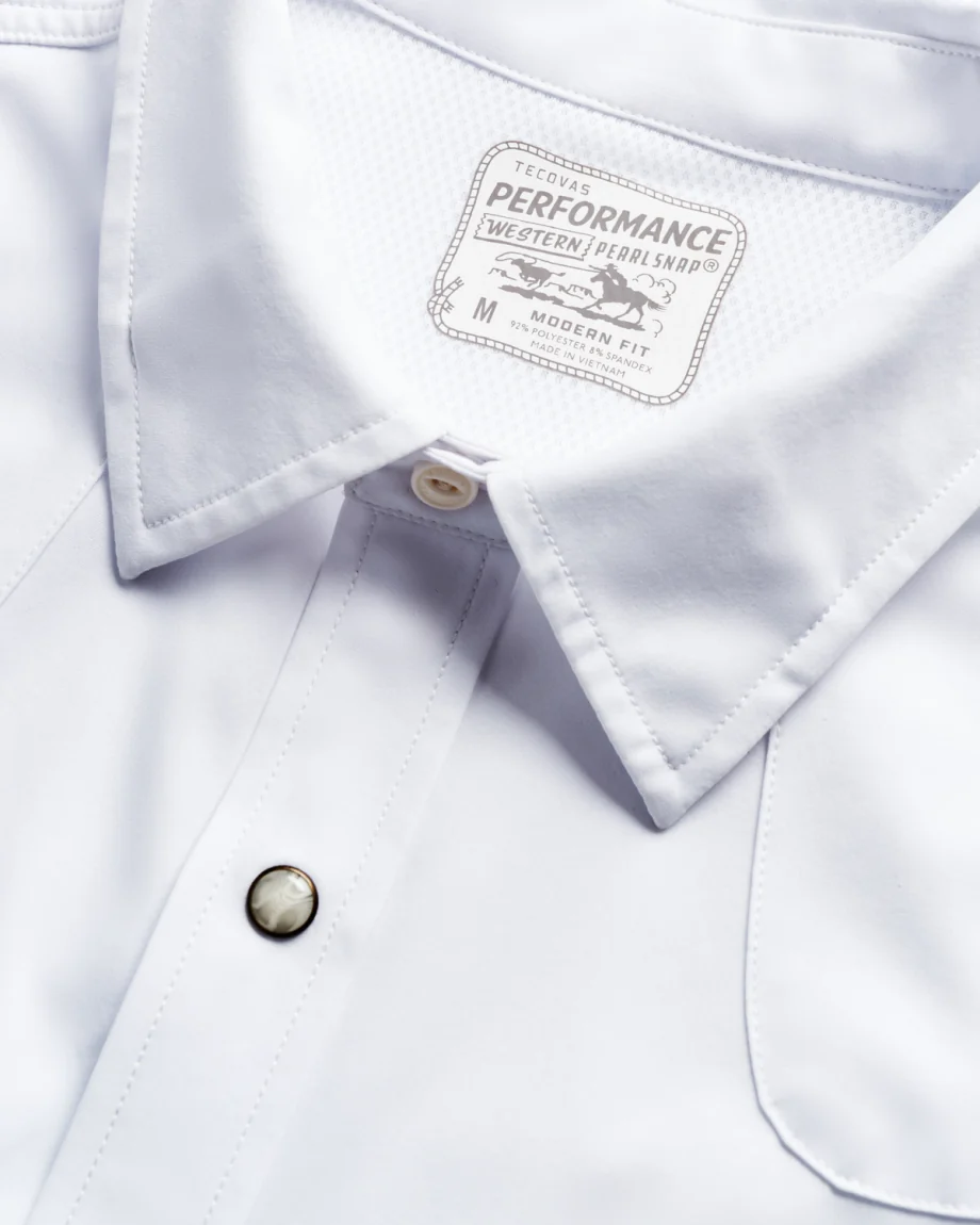 Tecovas Performance Western Pearl Snap White - Image 4