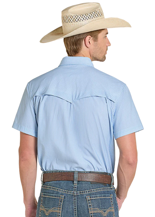 Tex Tek Western Snap Up Powder Blue Stripe - Image 2