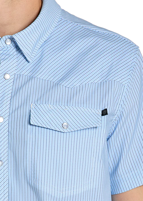 Tex Tek Western Snap Up Powder Blue Stripe - Image 3