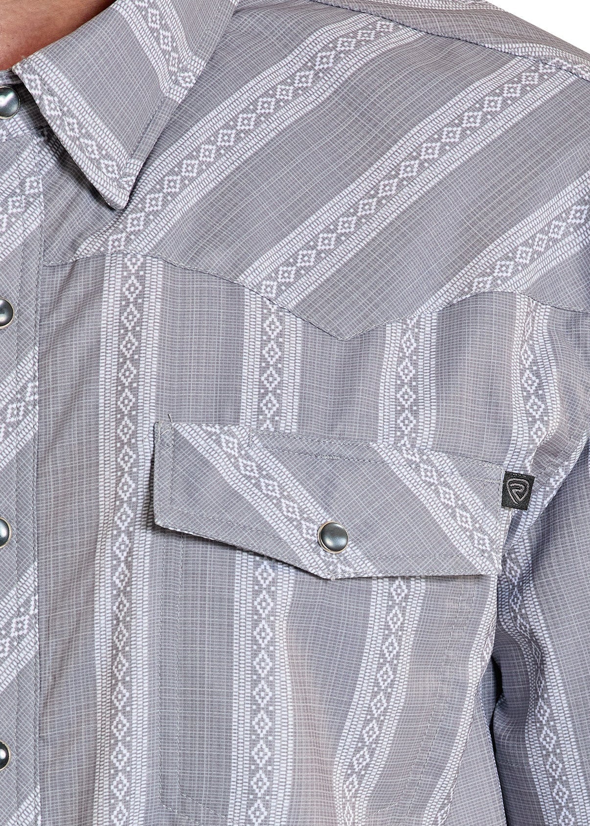 Tex Tek Western Snap Up Powder Grey Stripe - Image 3