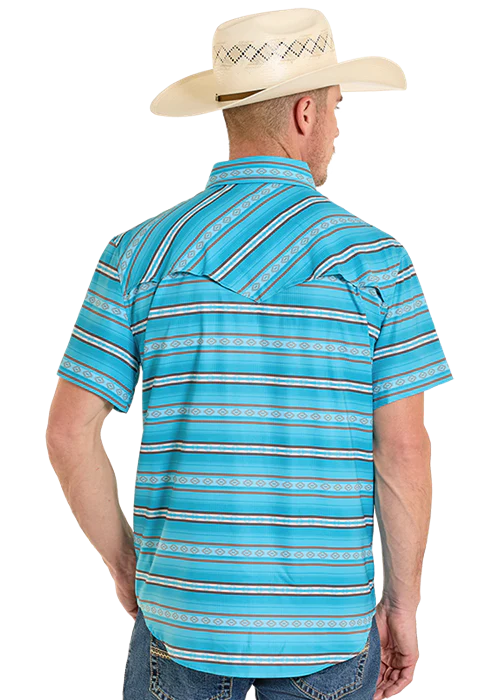 Tex Tek Western Snap Up Peacock Stripe - Image 2