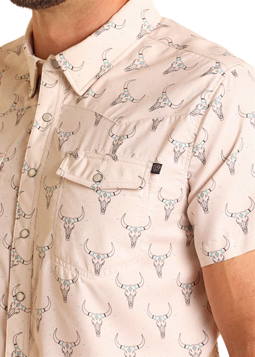 Texas Longhorn Tek Short Sleeve Snap Up - Image 2