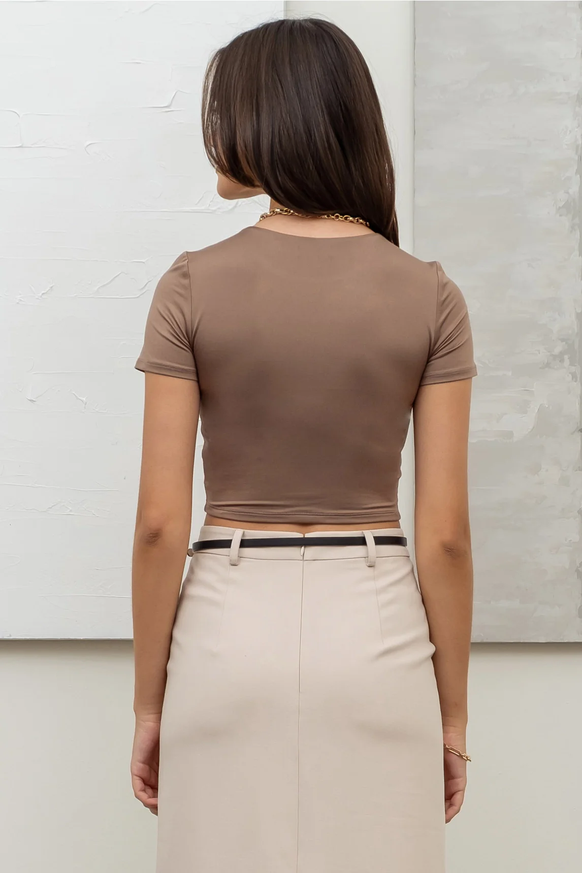 The Caroline Cropped Top Brown - Image 2