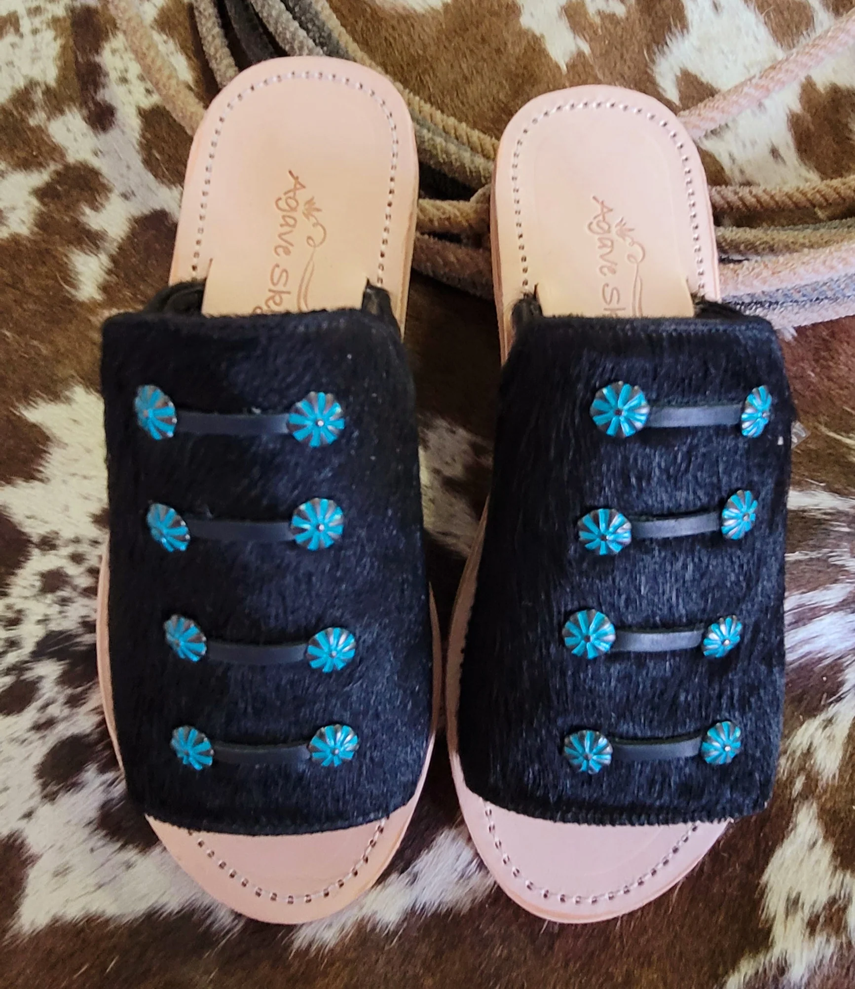 The Hara Black Cowhide Sandals - Image 3