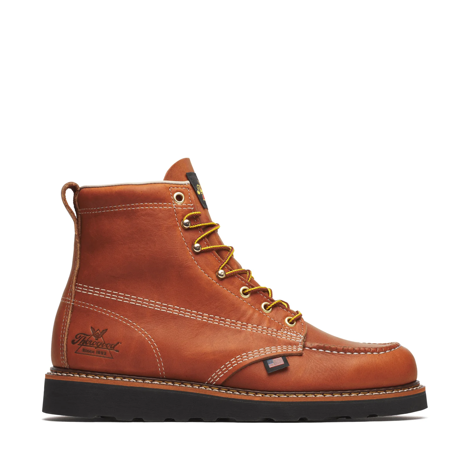 Thorogood American Heritage 6″ Tobacco Moc Toe BLK Wedge 814-4188 - Image 2