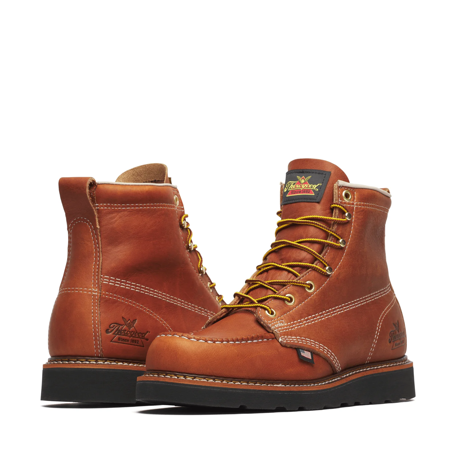 Thorogood American Heritage 6″ Tobacco Moc Toe BLK Wedge 814-4188 - Image 3