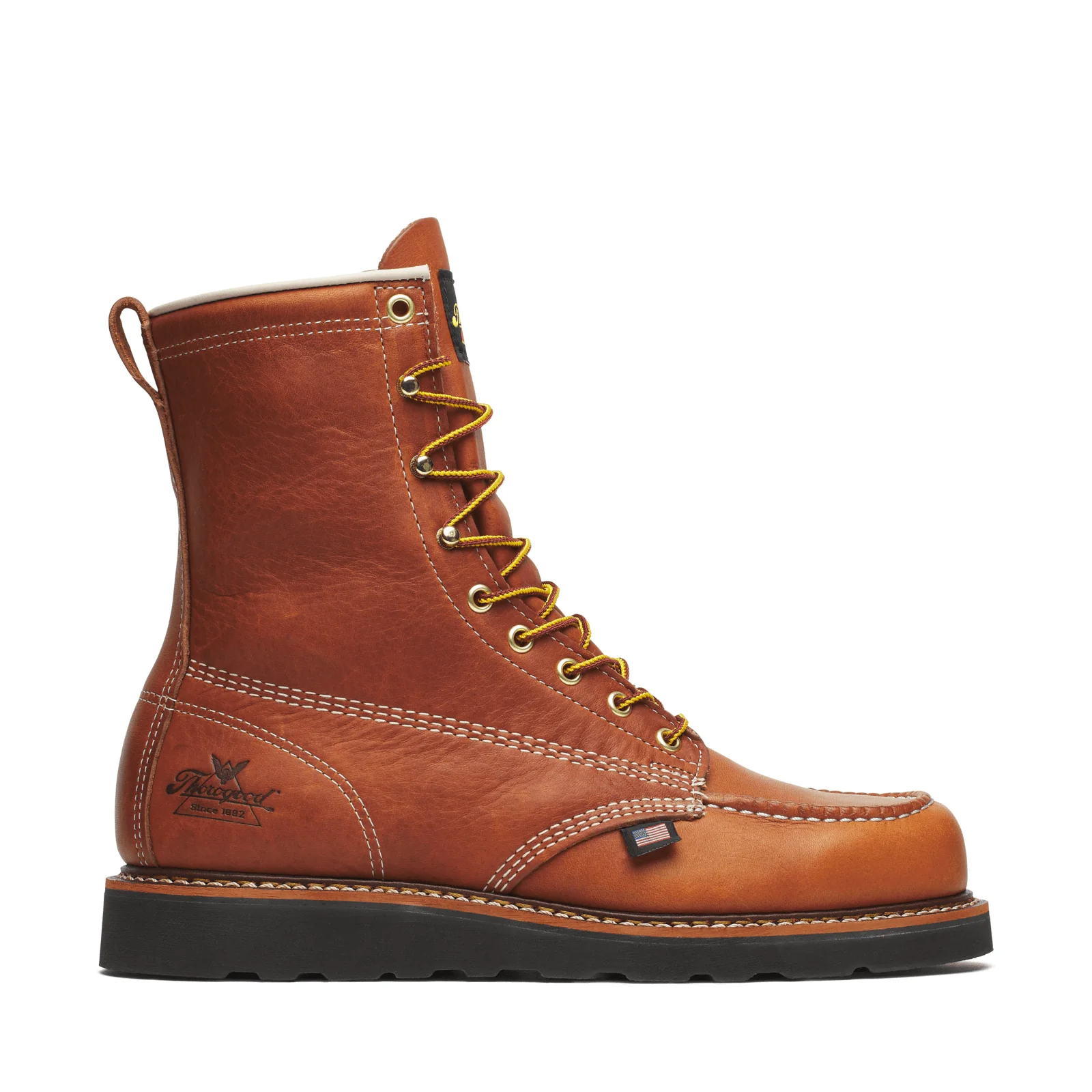 Thorogood American Heritage 8″ Tobacco Moc Toe BLK Wedge 814-4288 - Image 2