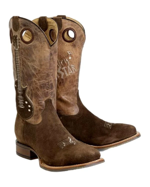 Tin Haul Men's Guitar Overlay Leather Cowboy Boots - Image 3