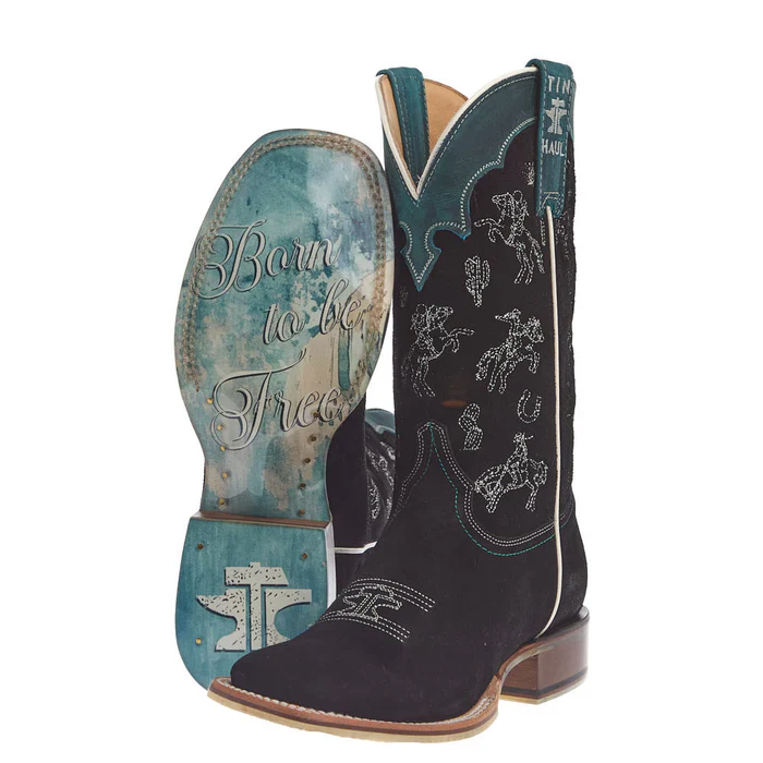 Tin Haul Women's Black Sueded Vamp 11In Black Top Boot - Image 5