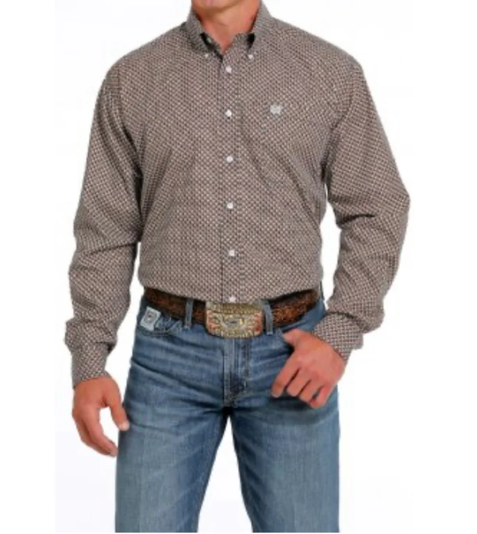 Final Sale ✨ MEN'S GEOMETRIC PRINT BUTTON-DOWN WESTERN SHIRT