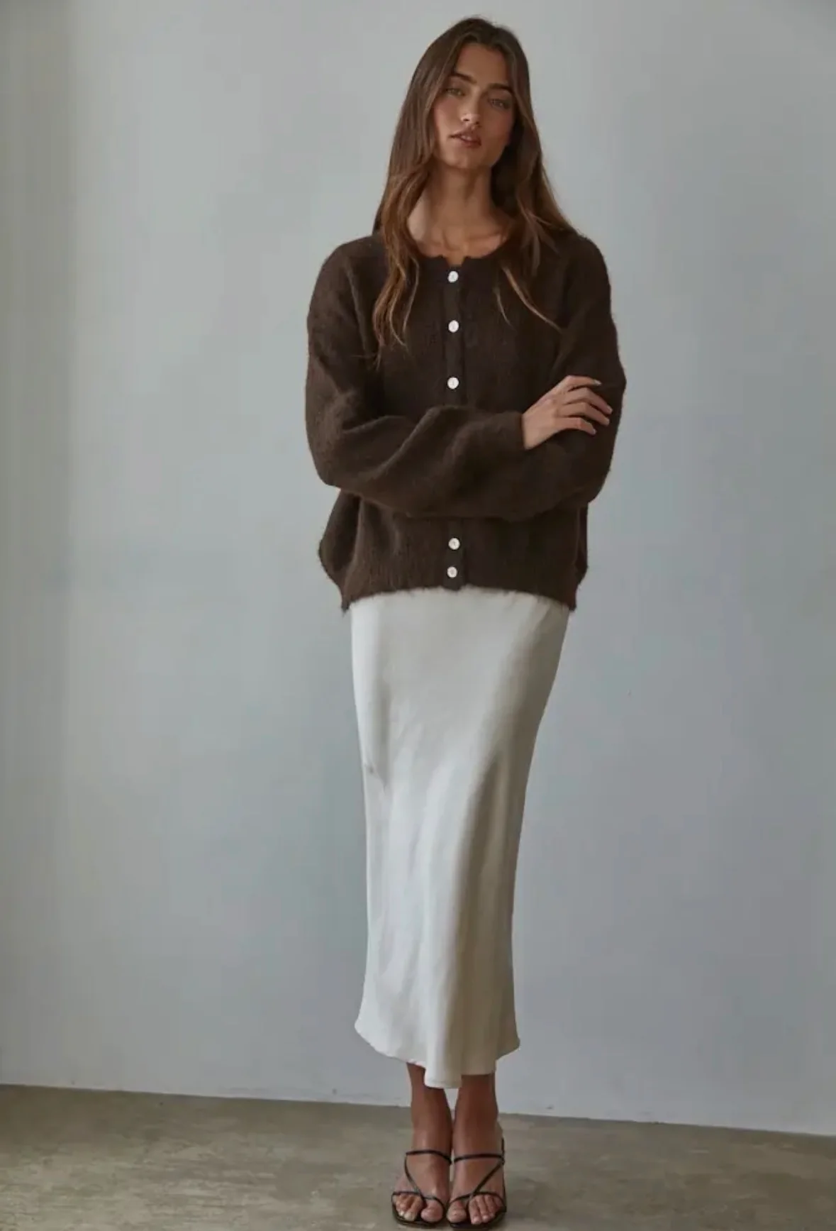 Walnut Knit Button Up Cardigan - Image 2
