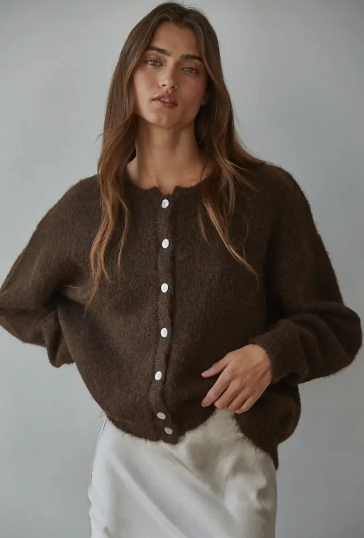 Walnut Knit Button Up Cardigan - Image 3