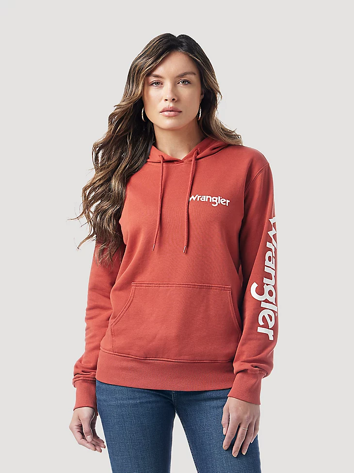 Final Sale ✨ Washed Red Wrangler Retro Logo Women's Hoodie - Image 3