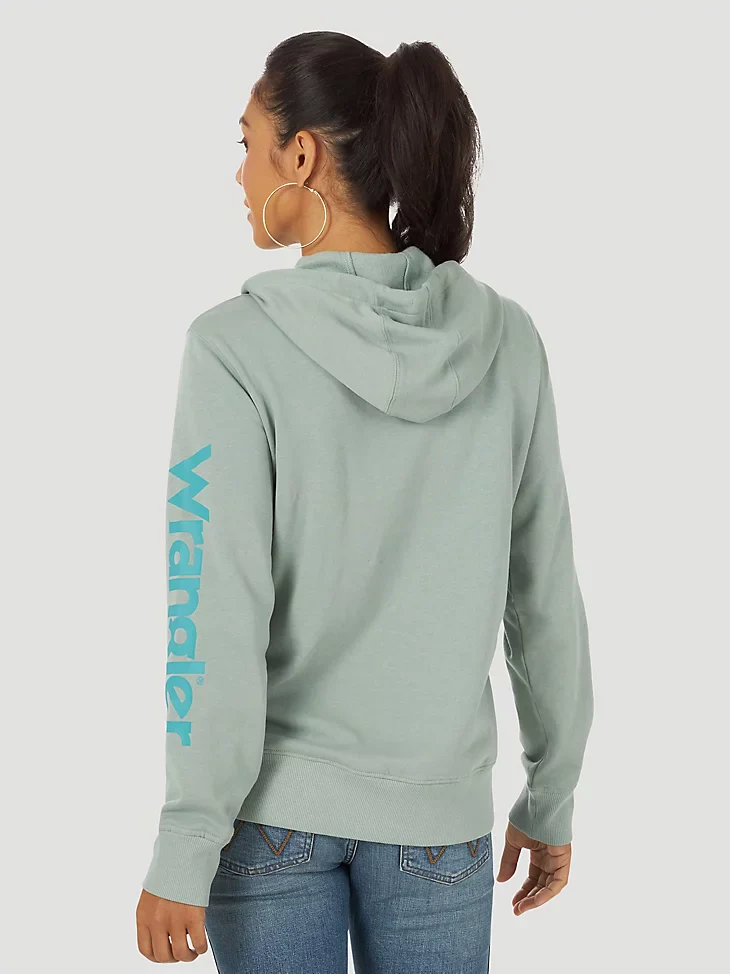 Final Sale ✨Washed Teal Wrangler Retro Logo Women's Hoodie - Image 2