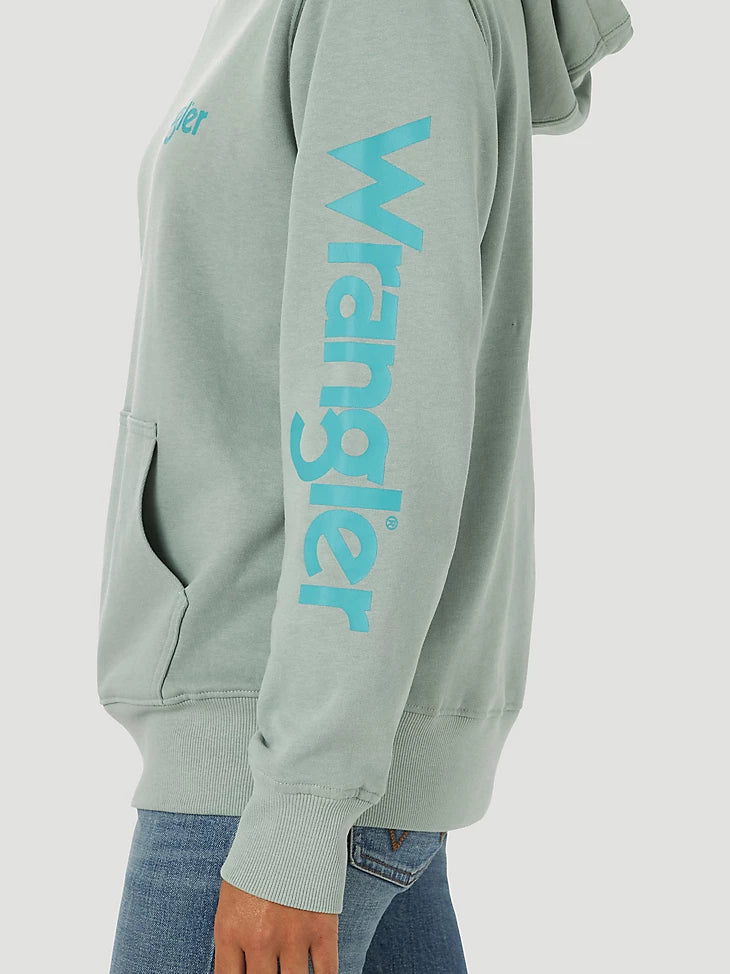 Final Sale ✨Washed Teal Wrangler Retro Logo Women's Hoodie - Image 3