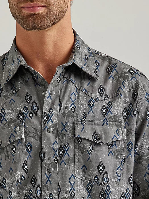 Final Sale ✨ Way Out West Gray Aztec Snap Up - Image 3