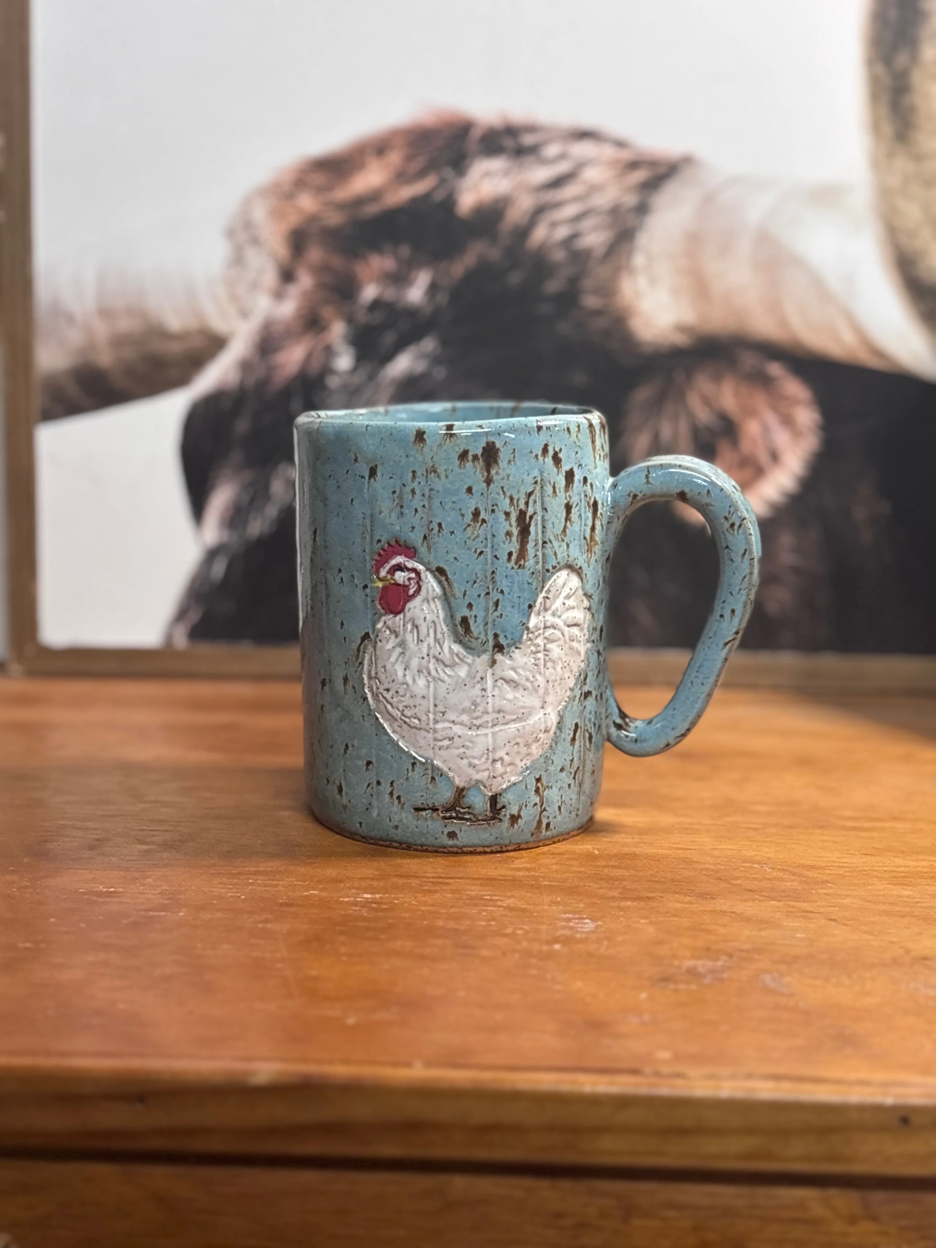 White Chicken Handmade Mug 14oz - Image 5
