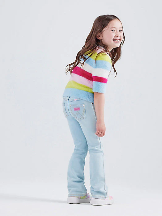 Final Sale ✨ Wrangler Pink patch Girl's Coastal Blue Flare jean - Image 2