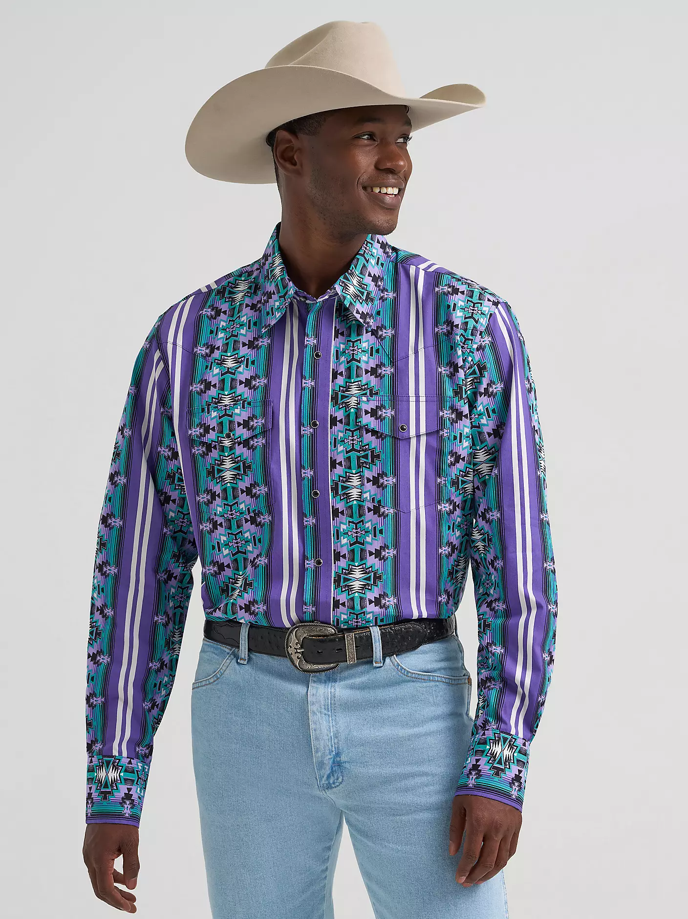 Wrangler Checotah Violet Men's Snap Up - Image 3