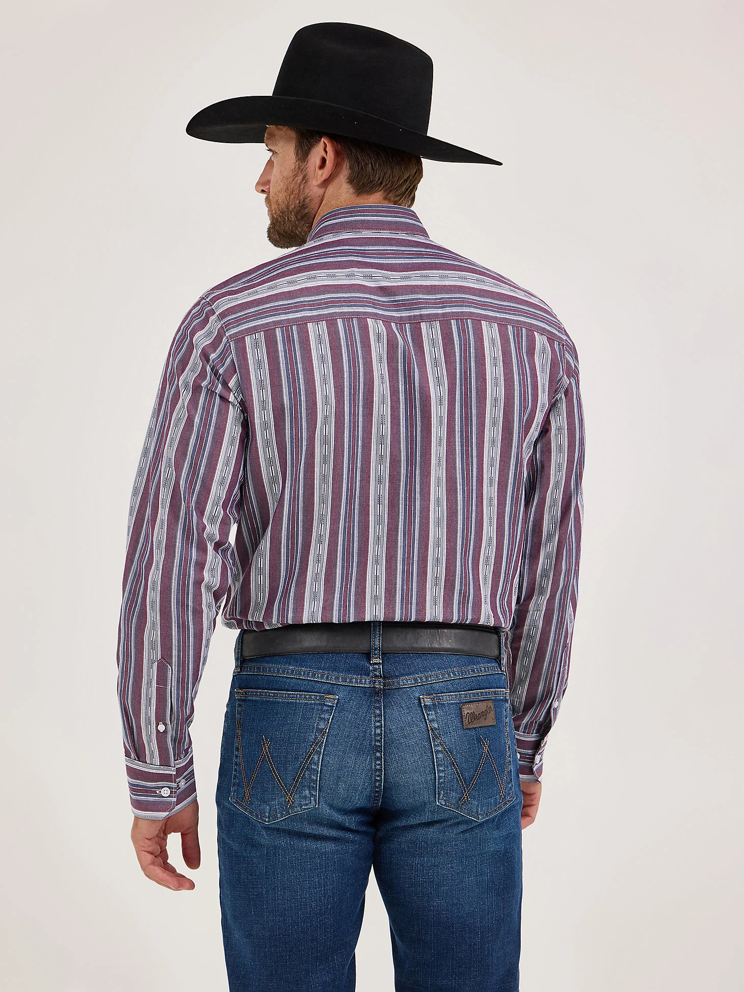 Wrangler Cody Johnson Button Up Burgundy Stripe - Image 3