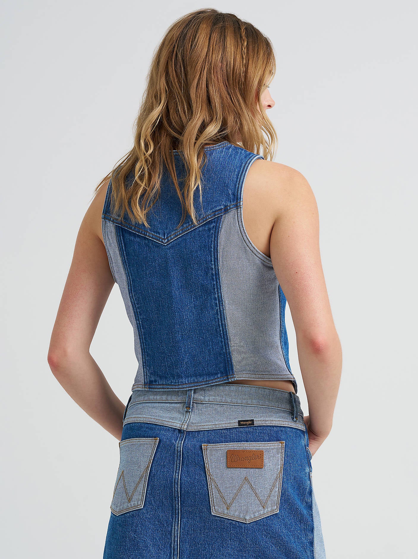 Wrangler Color Block Denim Vest - Image 3